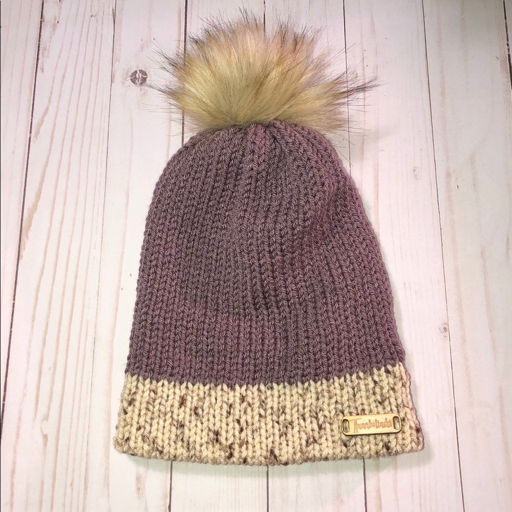 Purple Knit Removable Pom Pom Beanie